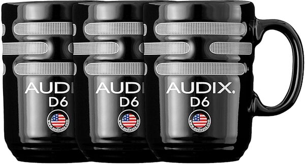 Audix D6 Kick Drum Microphone Coffee Mug, Black, 3-Pack, pack