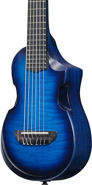 Ibanez AUP10FMNE Tenor Ukulele (with Gig Bag), Transparent Blue Sunburst, Action Position Back