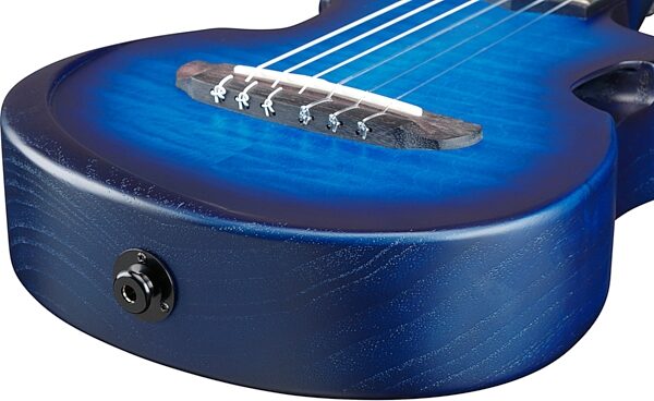Ibanez AUP10FMNE Tenor Ukulele (with Gig Bag), Transparent Blue Sunburst, Action Position Back
