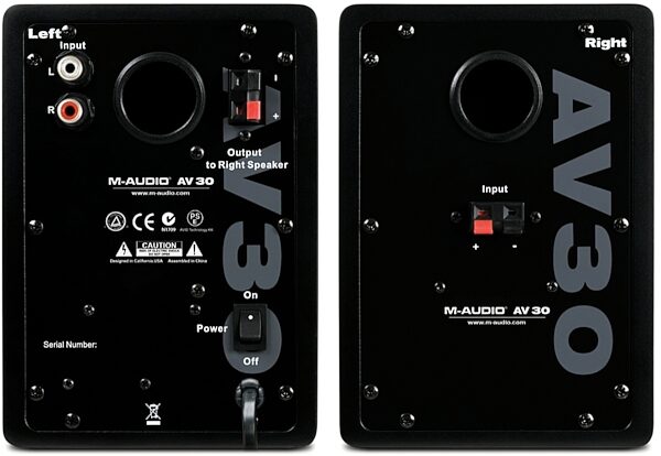 M-Audio Studiophile AV 30 Compact Desktop Monitor Speakers, Back