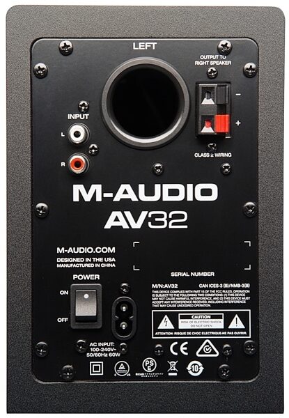 M-Audio AV32 Powered Studio Monitors, Rear