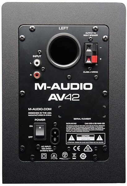 M-Audio AV42 Powered Studio Monitors, Rear