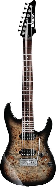 Ibanez Premium AZ427P1PB 7-String Electric Guitar (with Gig Bag), Charcoal Black Burst, Action Position Back