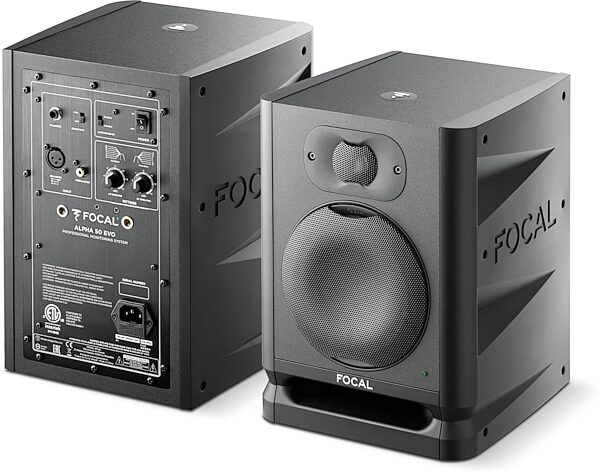 Focal Alpha 50 EVO Powered Studio Monitor, Black, Single Speaker, USED, Blemished, Front and Rear