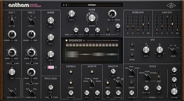 Universal Audio Anthem Analog Synthesizer Software, Digital Download, Action Position Back