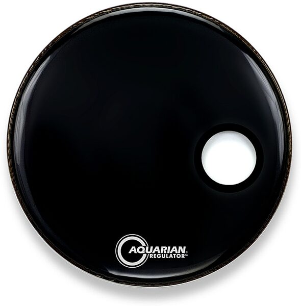 Aquarian Regulator Bass Drumhead with Hole, Black, 16 inch, Action Position Back