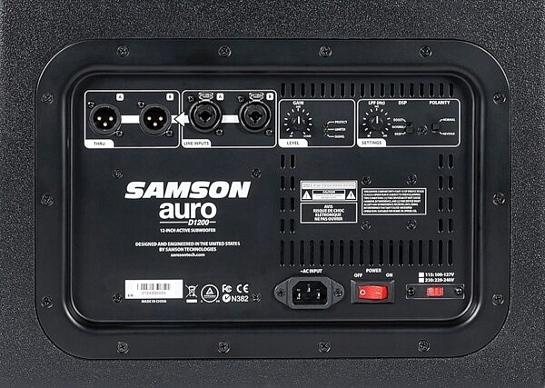Samson Auro D1200 Active Subwoofer Speaker, Back