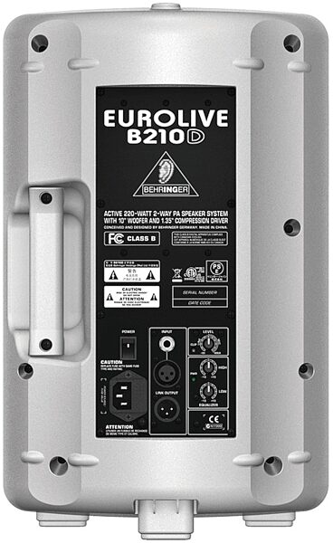 Behringer B210D Eurolive Active PA Speaker (200 Watts, 1x10"), White - Rear
