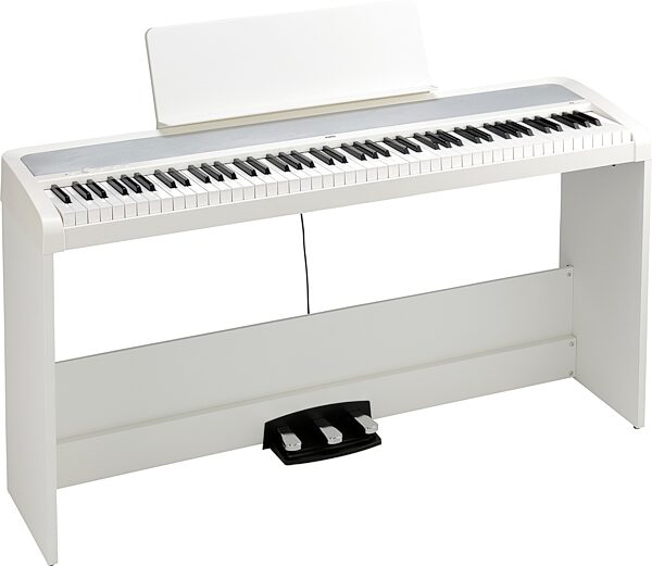 Korg B2 Digital Piano, 88-Key, White, B2SP, with Stand and 3-Pedal Unit, Action Position Back