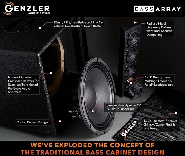 Genzler Bass Array 12-3 STRAIGHT Speaker Cabinet (350 Watts, 1x12"), 8 Ohms, ve