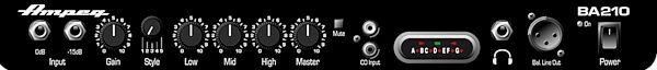 Ampeg BA210 Bass Combo Amplifier (220 Watts, 2x10 in.), Panel