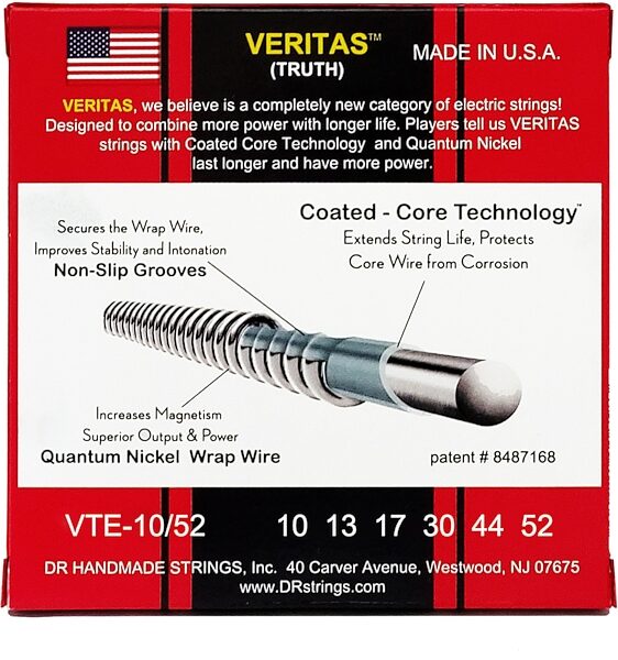 DR Strings Veritas Electric Guitar Strings, 10-52, VTE-10 52