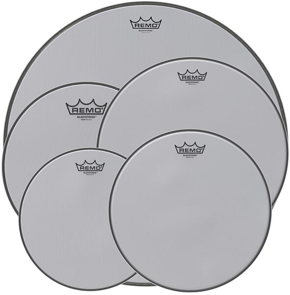 Remo Silentstroke ProPack Drumheads, White, 10, 12, 14, 16, and 22-Inch Pack, Main