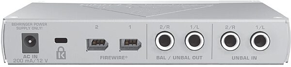 Behringer FCA202 F-Control FireWire Audio Interface, Rear