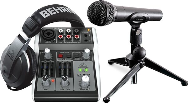 Behringer PODCASTSTUDIO 2 USB Bundle with USB Mixer, Microphone, Headphones and More, Action Position Back