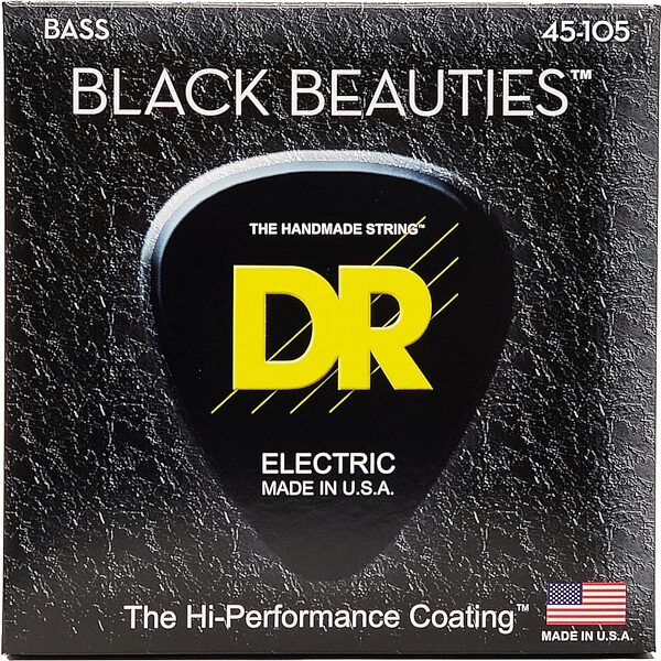 DR Strings BKB45 Black Beauties Electric Bass Strings (Medium, 45-105), Black, 3-Pack, view