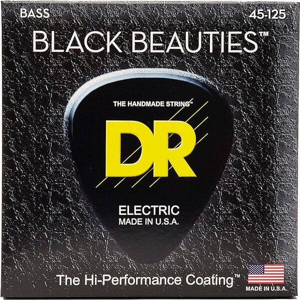 DR Strings BKB545 Black Beauties 5-String Electric Bass Strings (Medium, 45-125), Black, Medium, 45-125, view