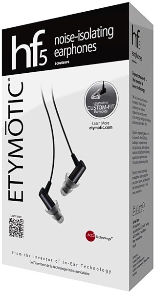 Etymotic Research HF5 Noise-Isolating Driver In-Ear Earphones, Black, HF5