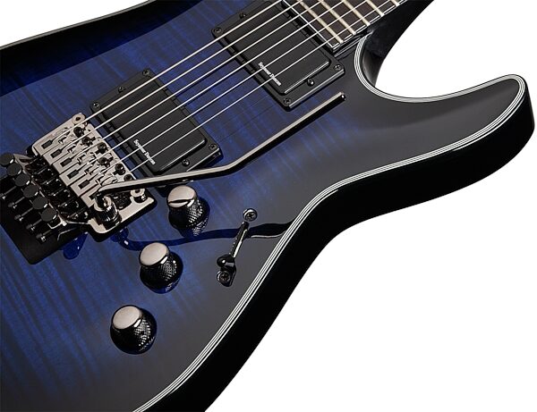 Schecter BlackJack SLS C-1 FR Active Electric Guitar, See Thru Blue Binding