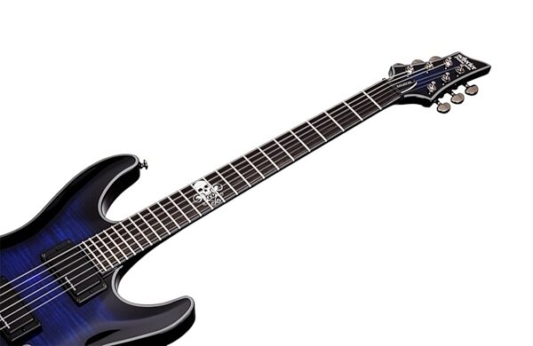 Schecter BlackJack SLS C-1 Active Electric Guitar, See Thru Blue Head Neck