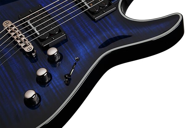 Schecter BlackJack SLS C-1 FR Passive Electric Guitar, See Thru Blu Binding