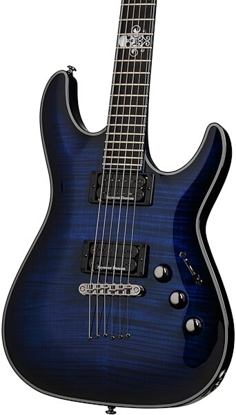 Schecter BlackJack SLS C-1 Passive Electric Guitar, See Thru Blue Body
