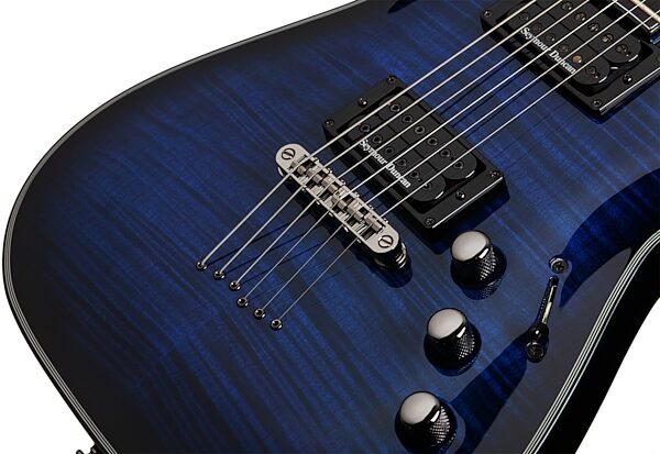 Schecter BlackJack SLS C-1 Passive Electric Guitar, See Thru Blue Bridge