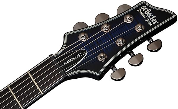 Schecter BlackJack SLS C-1 FR Passive Electric Guitar, See Thru Blue Headstock