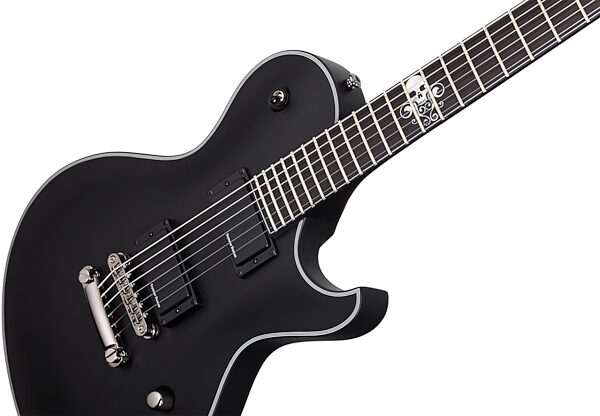 Schecter BlackJack SLS Solo-6 Electric Guitar, Satin Black Body Angle