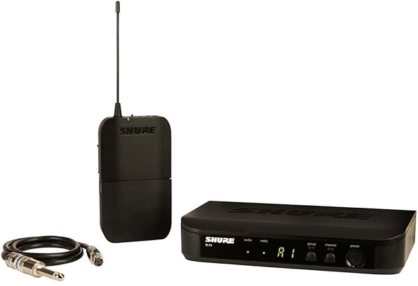 Shure BLX14 Wireless Guitar System, Band H10 (542-572 MHz), Bundle with Levy&#039;s Bodypack Holder, Main