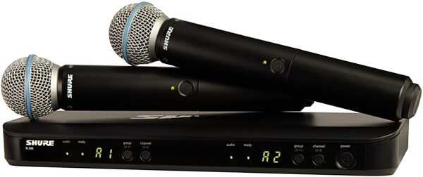 Shure BLX288/B58 Dual-Channel Beta 58 Wireless Handheld Microphone System, Band H9 (512-542 MHz), Main