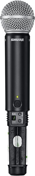 Shure BLX24R/SM58 Handheld Wireless SM58 Microphone System, Band J11 (596-616 MHz), Detail Side