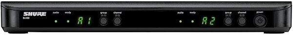 Shure BLX288/PG58 Dual-Channel Handheld Wireless PG58 Microphone System, Band H9 (512-542 MHz), Receiver Front