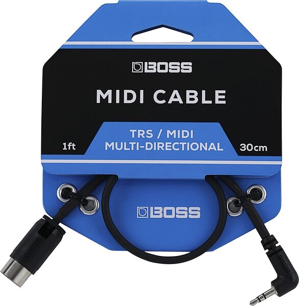 Boss BMIDI-1-35 3.5mm TRS to MIDI Cable, 1 foot, Action Position Back