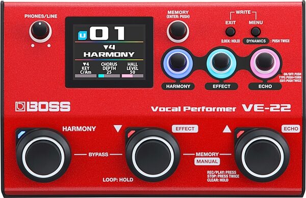 Boss VE-22 Vocal Performer Pedal, New, Action Position Back