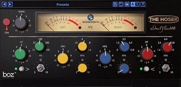 Boz Digital The Hoser EQ Audio Plug-in, Screenshot Front