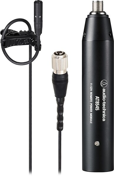Audio-Technica BP898 Subminiature Cardioid Condenser Lavalier Microphone, BP898, with cH Connector and XLR AT8545 Power Module, Action Position Front