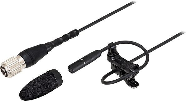 Audio-Technica BP898 Subminiature Cardioid Condenser Lavalier Microphone, BP898, with cH Connector and XLR AT8545 Power Module, Action Position Front