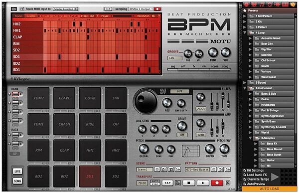 MOTU BPM Beat Production Software, Screenshot