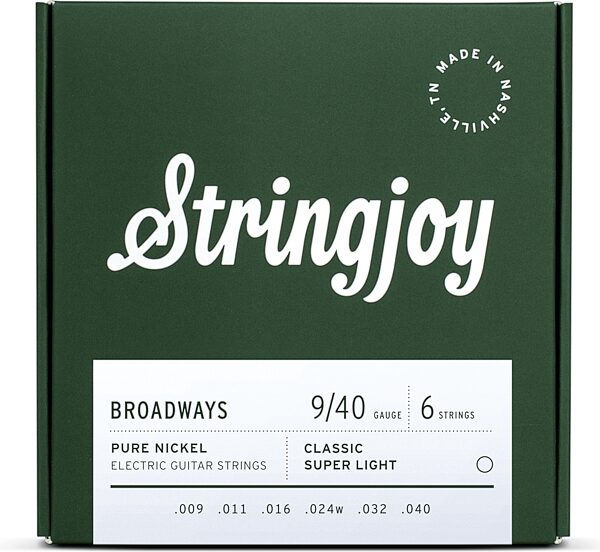 Stringjoy SJ-BR Broadways Nickel Wound Electric Guitar Strings, 9-40, Action Position Back