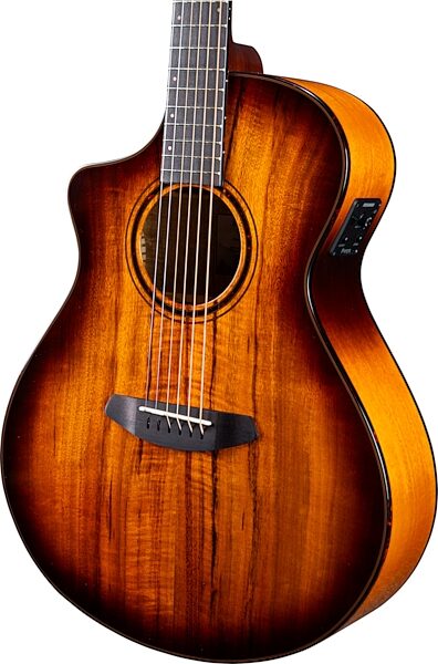 Breedlove Pursuit Exotic S Concert Acoustic-Electric Guitar, Left-Handed, Tigers Eye, Action Position Back
