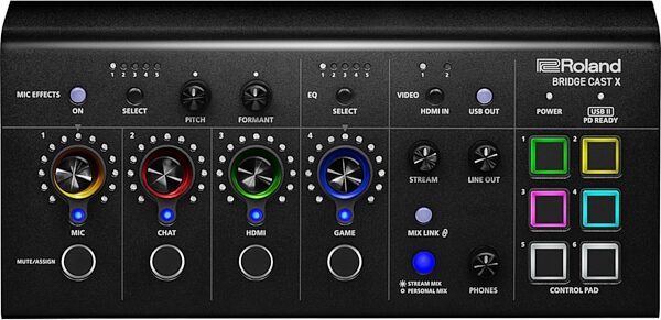 Roland Bridge Cast X Dual-Bus Gaming Audio Mixer, Blemished, Action Position Front