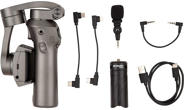 Benro 3XS Handheld Gimbal for Smartphone with Saramonic SmartMic Mini Microphone, Package Includes
