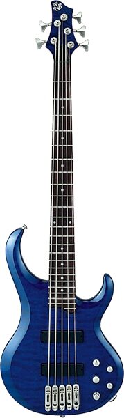 Ibanez BTB405QM 5-String Electric Bass Guitar, Bright Blue
