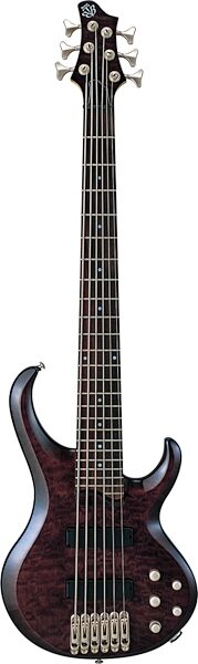Ibanez BTB406QM 6-String Bass Guitar, Transparent Black