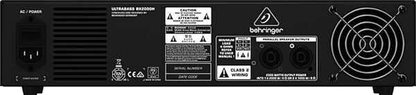 Behringer Ultrabass BX2000H Bass Amplifier Head (2000 Watts), Rear