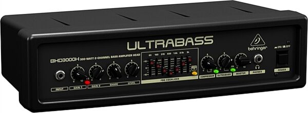 Behringer BXD3000H Ultrabass Bass Amplifier Head, 300 Watts, Left