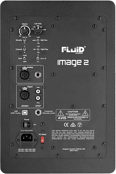 Fluid Audio Image 2 3-Way Studio Reference Monitor, New, Backplate IO