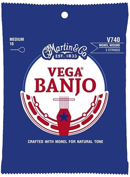 Martin Vega Nickel Wound Banjo Strings, V740, Medium, Monel Wound, Main