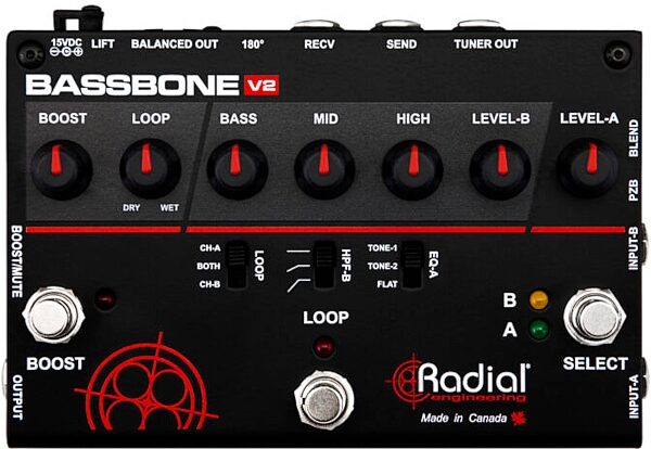 Radial Tonebone Bassbone V2 Bass Guitar Preamp Pedal, New, Top